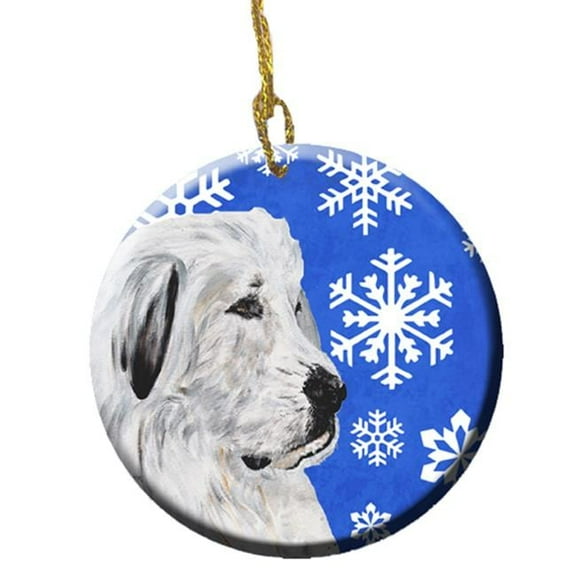 Great Pyrenees Winter Snowflakes Ceramic Ornament