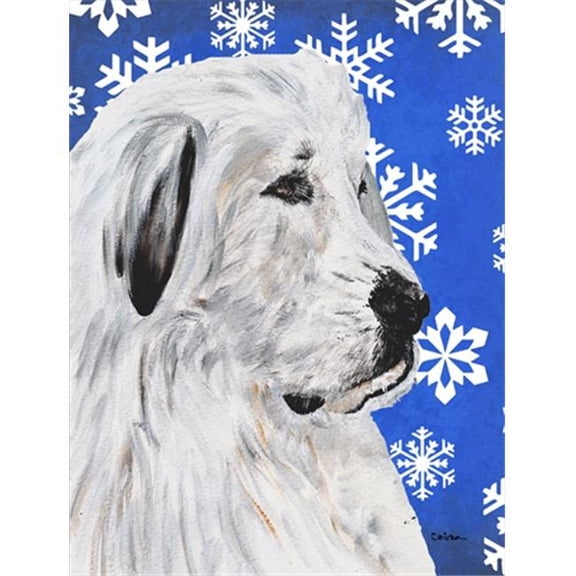 Great Pyrenees Winter Snowflakes Flag Garden Size
