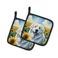 thumbnail image 1 of Great Pyrenees in Sunflowers Pair of Pot Holders, 1 of 2