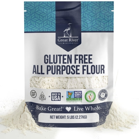 Great River Milling Gluten Free All Purpose Flour Made from All Purpose Gluten Free Baking Alternative Ingredients Non-GMO, Glyphosate Free, Kosher, Vegan Certified 5 Lb