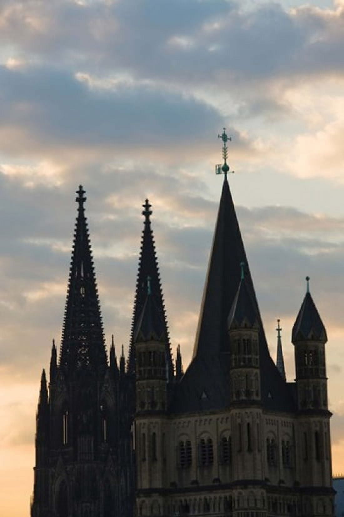 Great Saint Martin Church and Cologne Cathedral North Rhine Westphalia Germany Canvas Art - Panoramic Images (24 x 36)