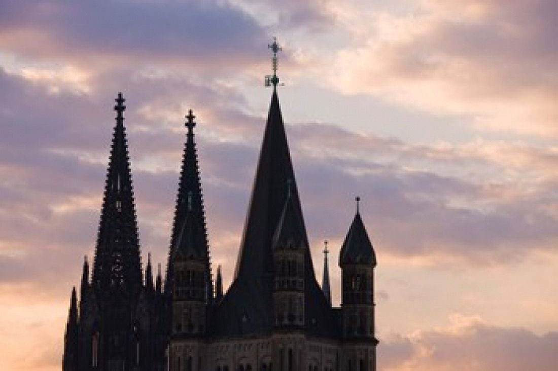 Great Saint Martin Church and Cologne Cathedral North Rhine Westphalia Germany Canvas Art - Panoramic Images (36 x 24)