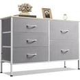 thumbnail image 2 of Segawe 5-Drawer Storage Dresser – Gray Fabric Chest Organizer For Bedroom (38.7" Wide) 2 of 5