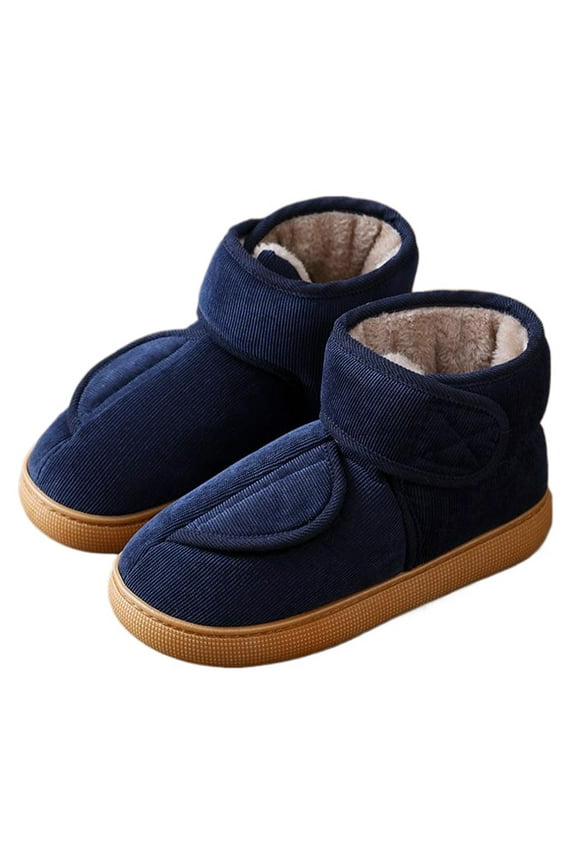 Women's Men's Diabetic Shoes Extra Wide Width Diabetic Boots Warm Slip-on Lymphedema Shoes Adjustable Closure Walking Shoes for Elderly Swollen Feet (Blue 41-42)