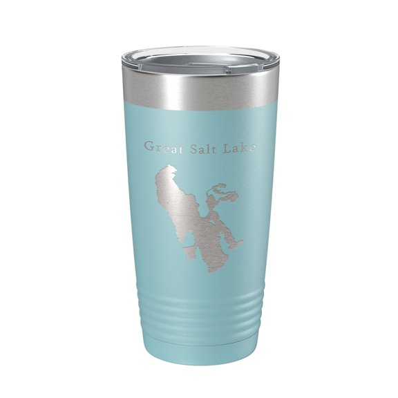 Great Salt Lake Map Tumbler Travel Mug Insulated Laser Engraved Coffee Cup City Ogden Utah 20 oz Light Blue