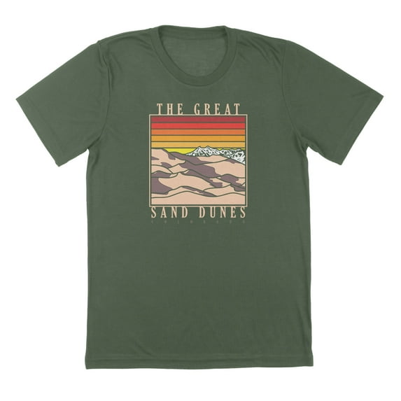 Great Sand Dunes Humor Graphic Military Green Mens T-Shirt