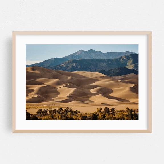 Great Sand Dunes National Park - Colorado Photography Desert Landscape Nature Scenic Mountain Wilderness Rural Oak Framed Wall Art Print 24 x 36 inches