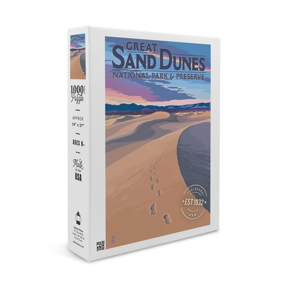 Great Sand Dunes National Park and Preserve, Colorado, Dunes and Footprints (1000 Piece Puzzle, Size 19x27, Challenging Jigsaw Puzzle for Adults and Family, Made in USA)