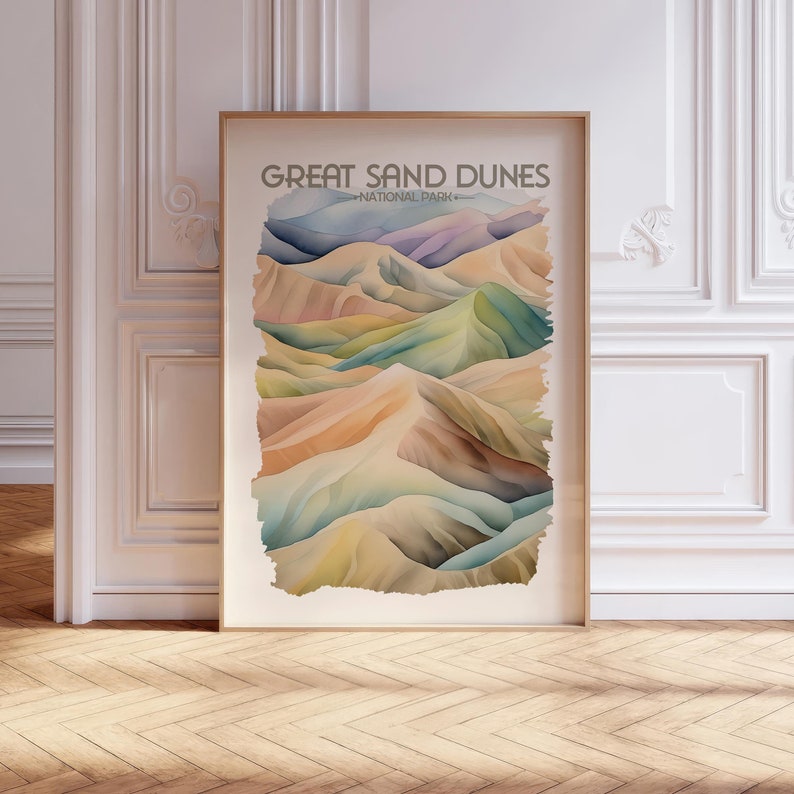 Great Sand Dunes National Park Watercolor Travel Poster US National ...