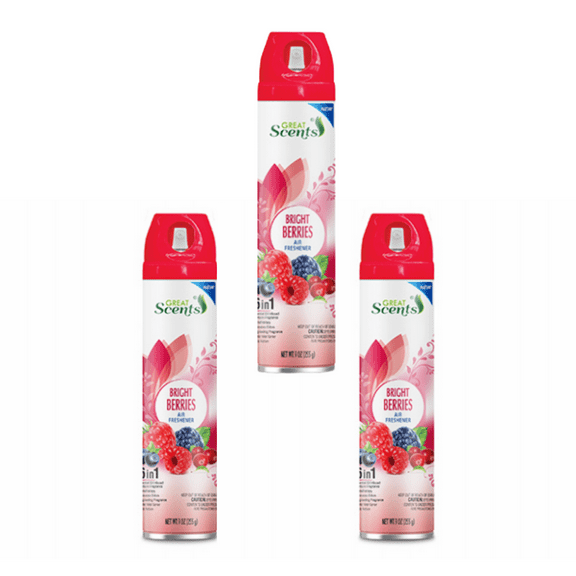Great Scents Bright Berries Aerosol Air Freshener – 9 oz (3 bottles)
