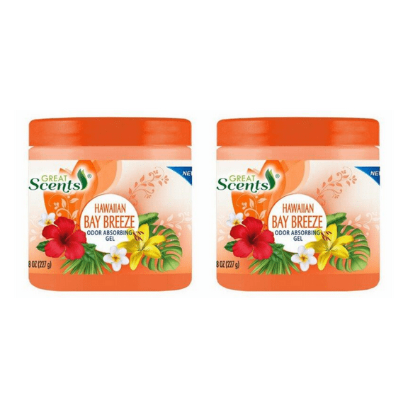 Great Scents Odor Absorber Hawaiian Bay 2 Pack bottles (28 oz) Gel