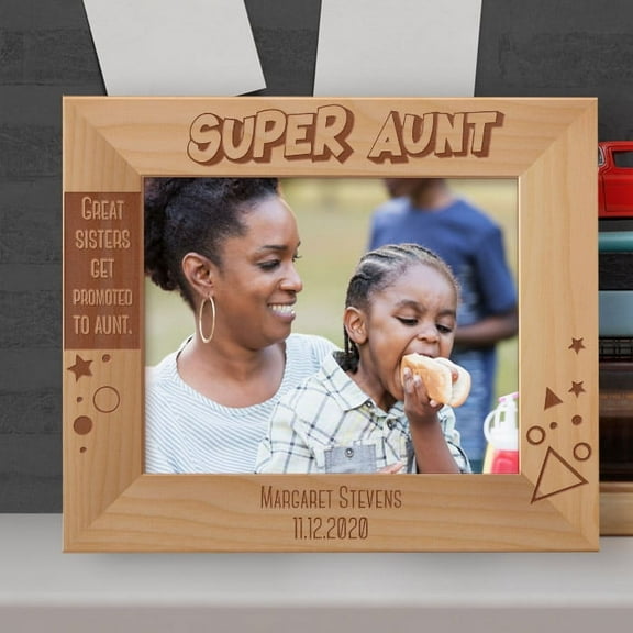 Great Sisters Get Promoted To Aunt Personalized Wooden Frame-10" x 8" Brown Horizontal