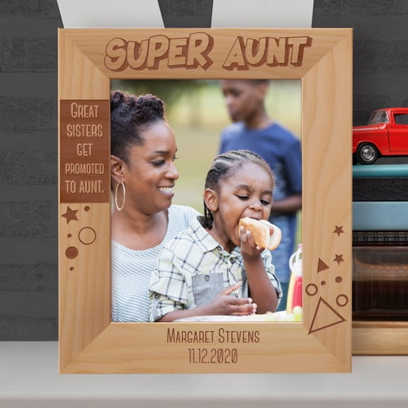 Great Sisters Get Promoted To Aunt Personalized Wooden Frame 8" x 10" Brown (Vertical)