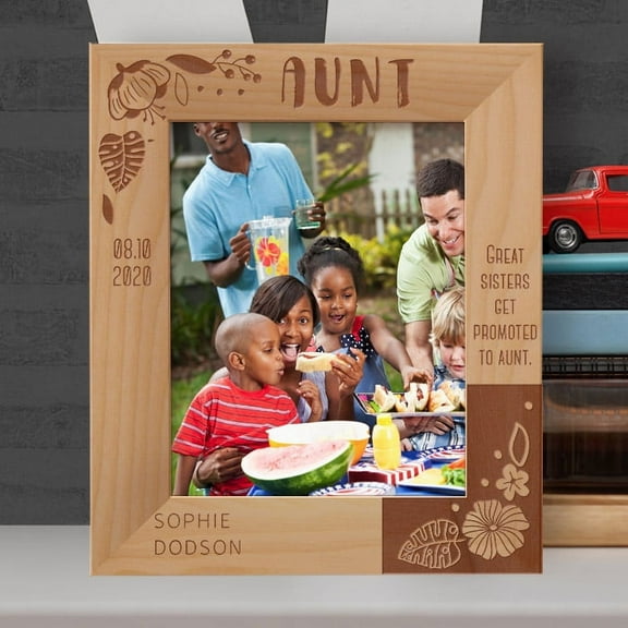 Great Sisters Get Promoted To Aunt Personalized Wooden Frame 8" x 10" Brown (Vertical)