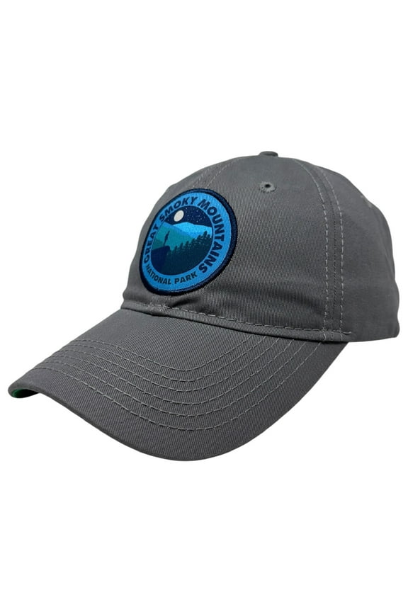 Great Smoky Mountain National Park Men's Embroidered Patch Dad Strapback Hat Cap in Grey