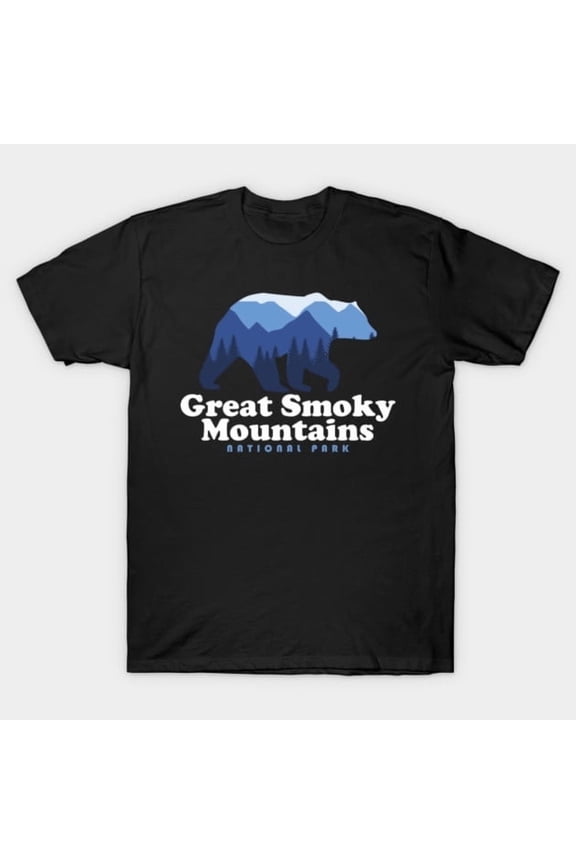 Great Smoky Mountains Minimalist Mountain Bear Graphic, H3539 T-Shirt, for Men and Women, Up to Size 5XL