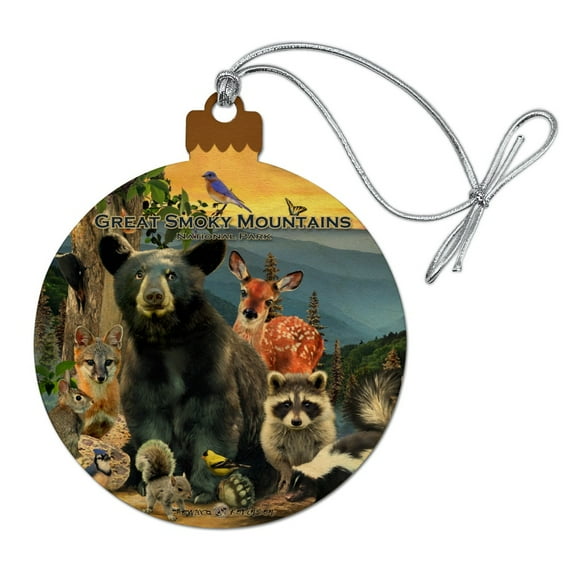 Great Smoky Mountains National Park Animals North Carolina Tennessee Wood Christmas Tree Holiday Ornament