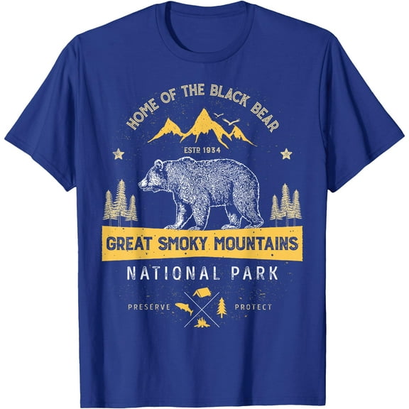 Great Smoky Mountains National Park Bear Vintage Unisex T-Shirt for Men Women Kids Toddler,Royal Blue Color,Size 4T