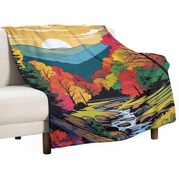 Great Smoky Mountains National Park Blanket Travel Landscape Blanket Natural Scenic Mountain View Winter Warm Blanket Bedding Birthday Christmas Best Gift for Fans'' Bedroom 50x60 inch