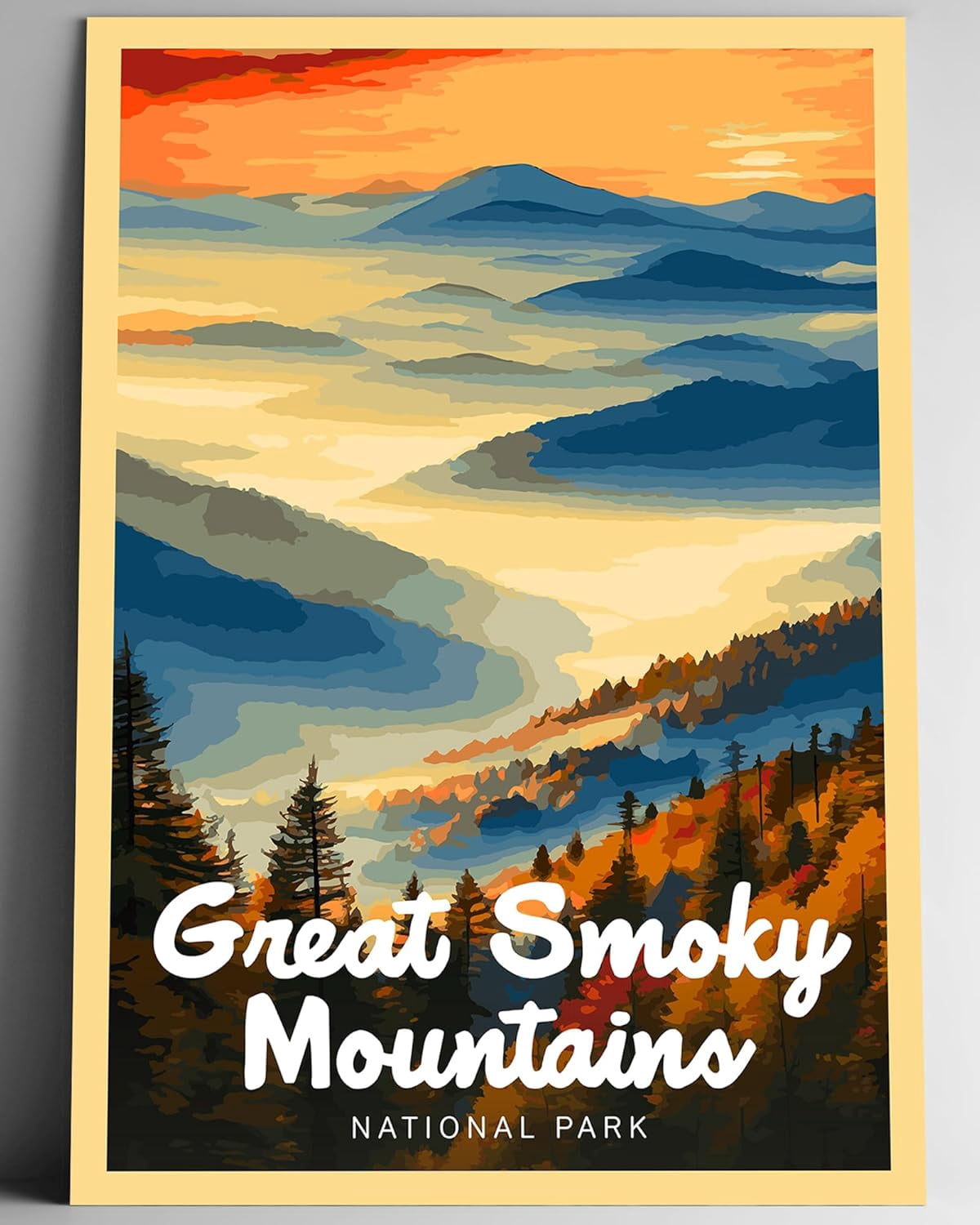 Great Smoky Mountains National Park Modern Style Travel Poster 8x10