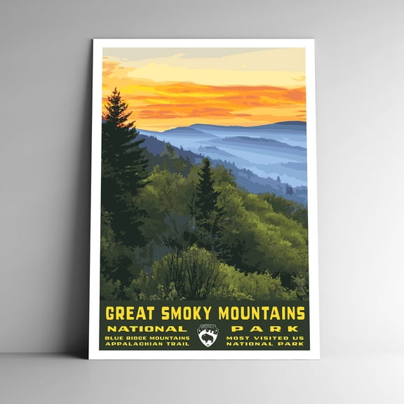 Great Smoky Mountains National Park Poster, Retro WPA Style Art Print