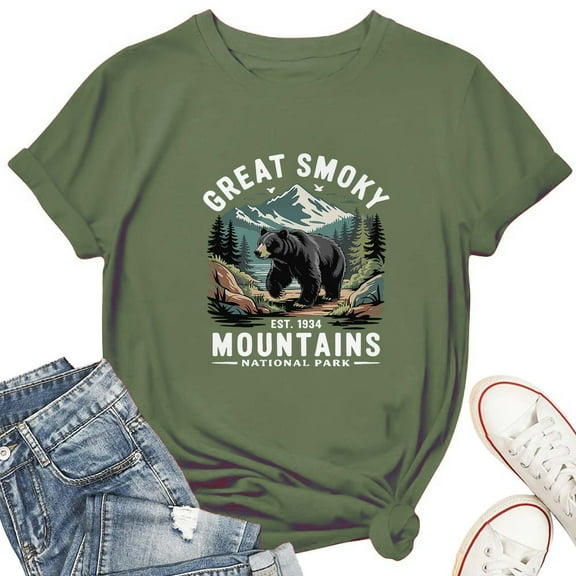 Great Smoky Mountains National Park T-Shirt for Women – Retro Nature Hiking Graphic Tee for Outdoor Lovers & Park Explorers