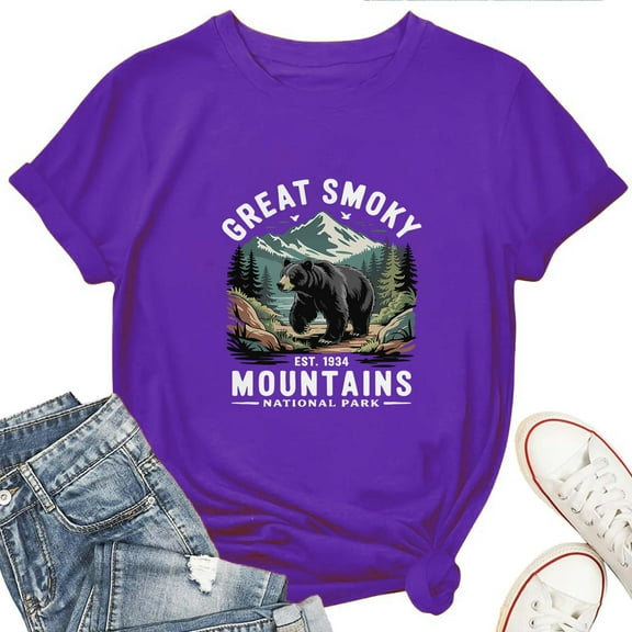 Great Smoky Mountains National Park T-Shirt for Women – Retro Nature Hiking Graphic Tee for Outdoor Lovers & Park Explorers
