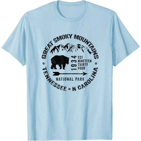 Great Smoky Mountains National Park USA Black Bears Hiking Unisex T-Shirt for Men Women Kids Toddler,Light Blue Color,Size XL