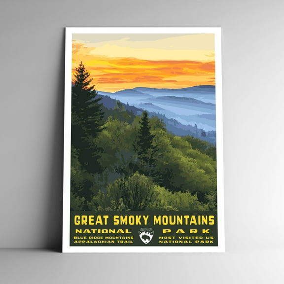 Great Smoky Mountains National Park Vintage Travel Poster / Postcard WPA Style