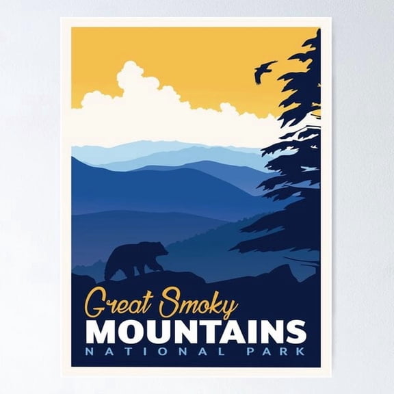 Great Smoky Mountains National Park Vintage Travel Poster Poster , Poster Print Only