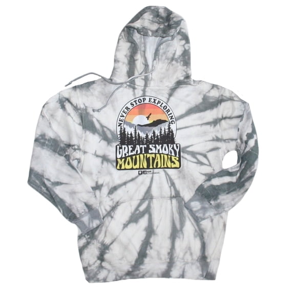 Great Smoky Mountains Never Stop Exploring Men's Tie-Dye Hoodie (Medium)