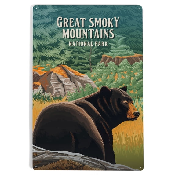 Great Smoky Mountains, North Carolina, Painterly National Park Series (12x18 Aluminum Art, Indoor Outdoor Metal Sign Decor)
