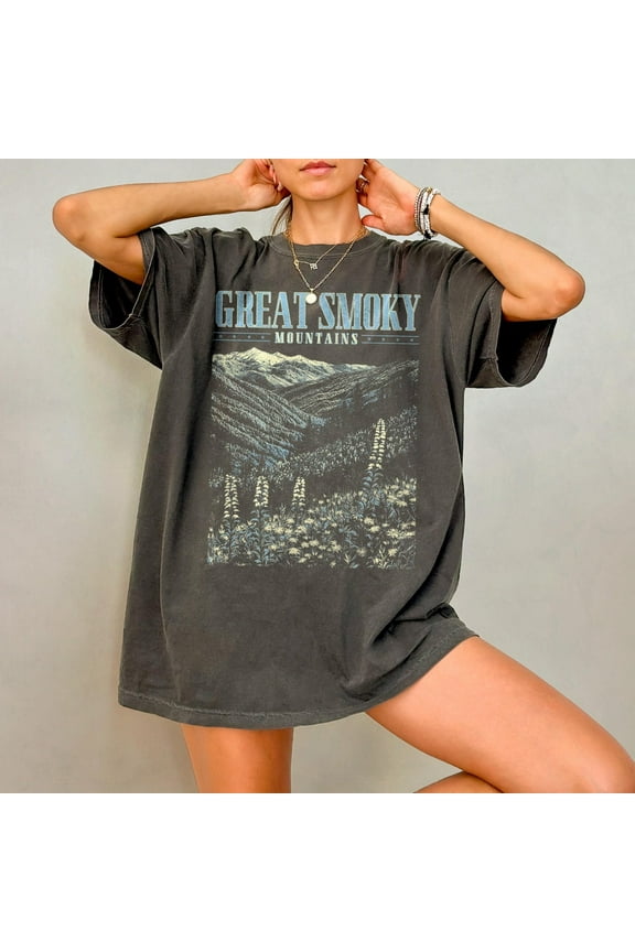 Great Smoky Mountains Shirt, Wildflower T-Shirt, Retro Tennessee Tshirt,Dark Heather Color,Size 2XL