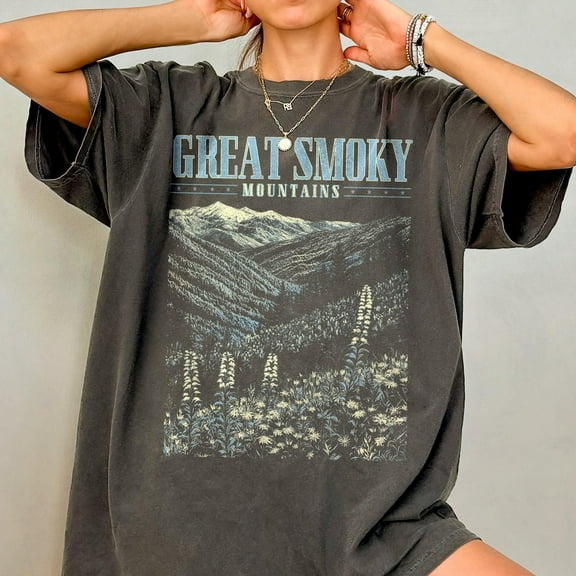 Great Smoky Mountains Shirt, Wildflower T-Shirt, Retro Tennessee Tshirt, Oversized National Park Shirt, Nature Graphic Tee Unisex S-5XL Hot Trending Shirt, Vintage Birthday Gift