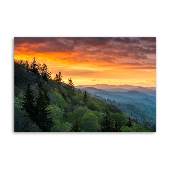 Great Smoky Mountains Sunrise Painting On Canvas Wall Art Poster Scroll Picture Print Living Room Walls Decor Home Posters 12x18inch(30x45cm)