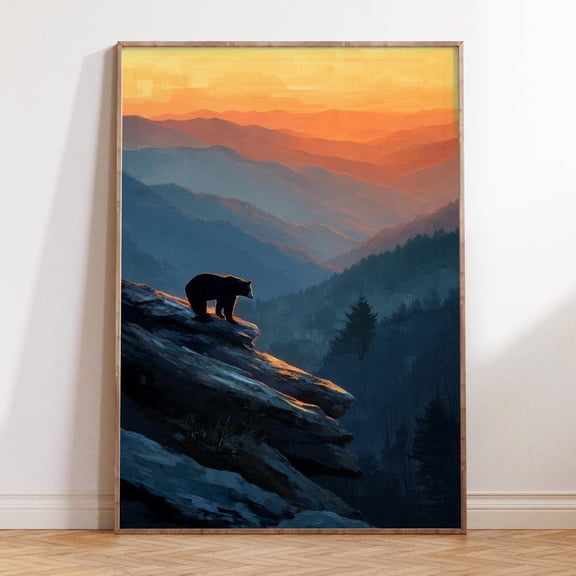 Great Smoky Mountains Sunset Nature Wall Art, Unframed Paper Print Size 16x24