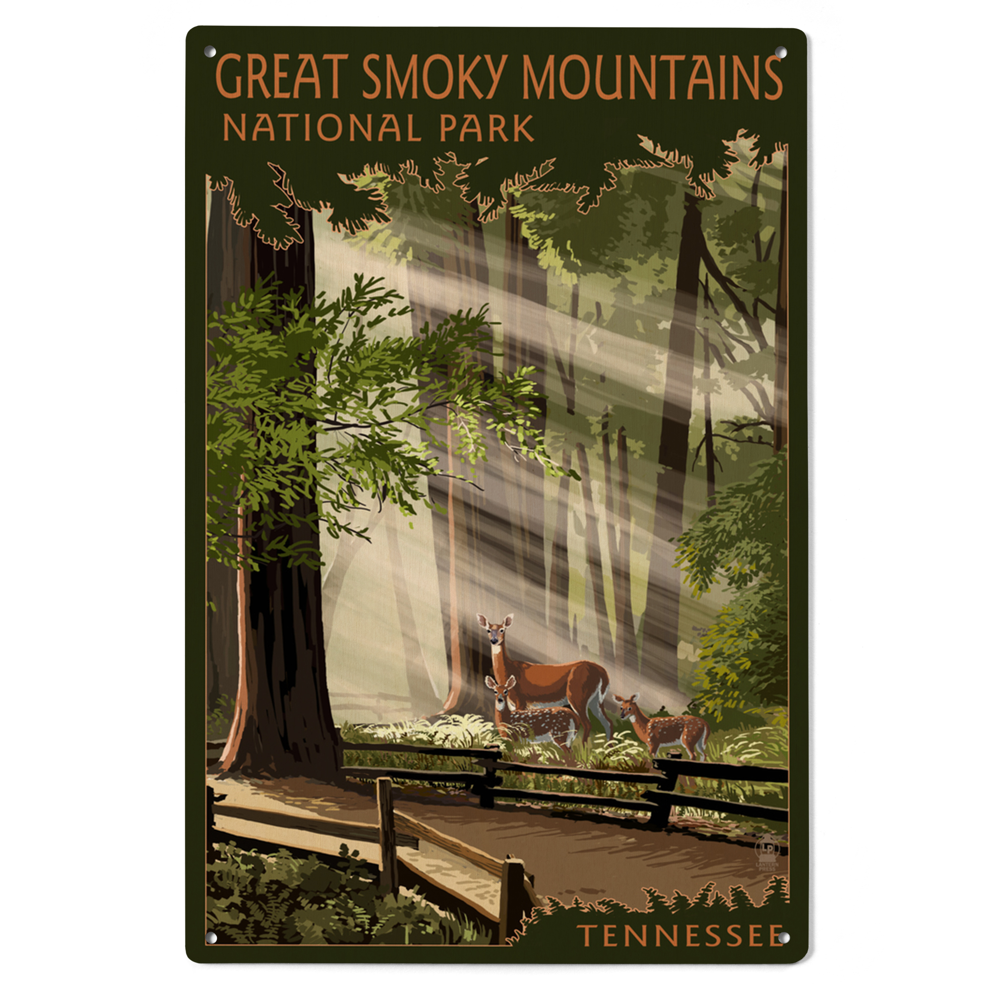 Rustic Tennessee. Sign Great Smoky Mountains, Tennessee, Pathway in Trees Birch Wood Wall Sign ...
