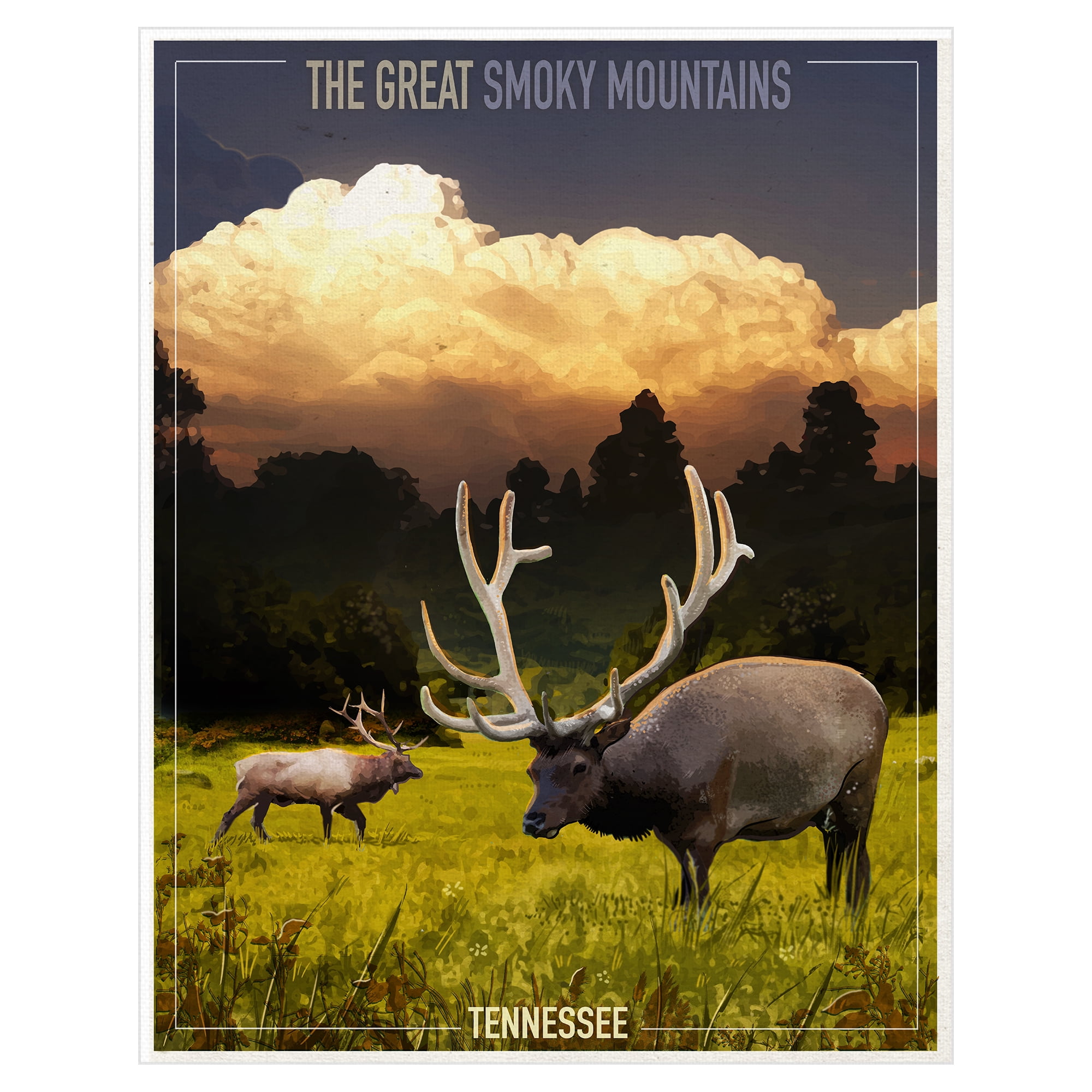 Great Smoky Mountains by Old Red Truck Canvas Art