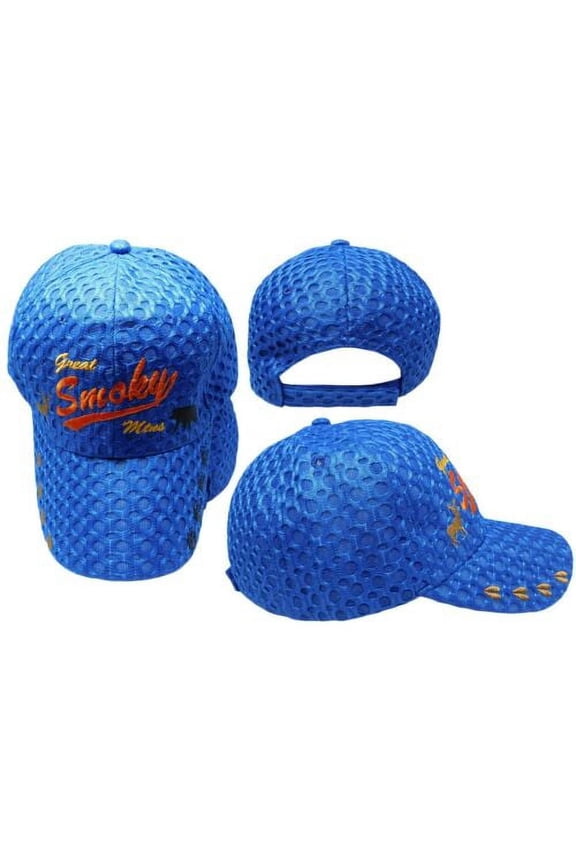 Great Smoky Smokey Mtns Mountains Textured Mesh Royal Blue Embroidered Cap Hat