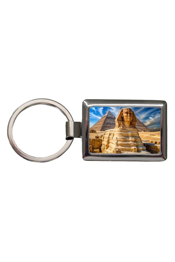 Great Sphinx Of Giza Pyramids Egypt Metal Rectangle Keychain