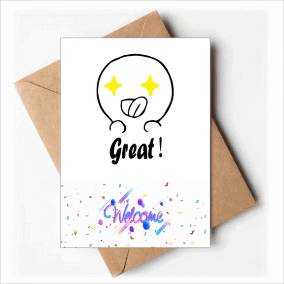 Great Star Cute Chat Face Cartoon Welcome Back Greeting Cards Envelopes Blank