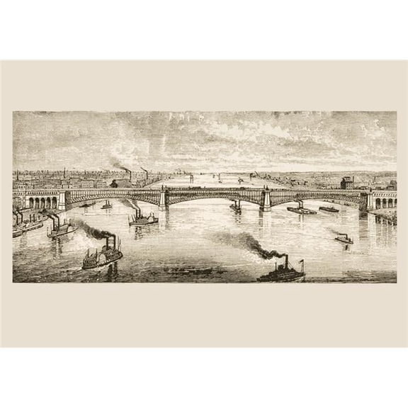 Great Steel Bridge Crossing Mississippi River At St Louis Missouri In 1870S From American Pictures Drawn with Pen Poster Print, Large - 32 x 22