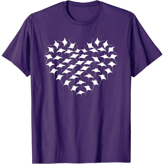 Great Stingrays Heart Ocean Diving Manta Ray Softstyle Unisex T-Shirt,Purple Color,Size YXS