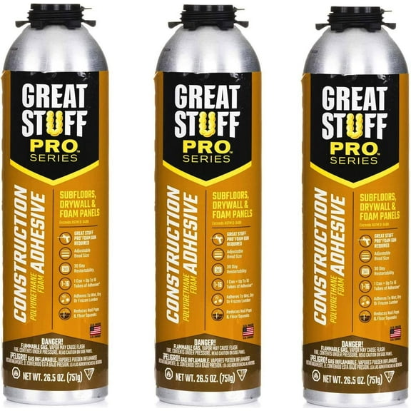 Great Stuff 343087 PRO 26.5-Ounce Construction Adhesive, Each 3 Pack