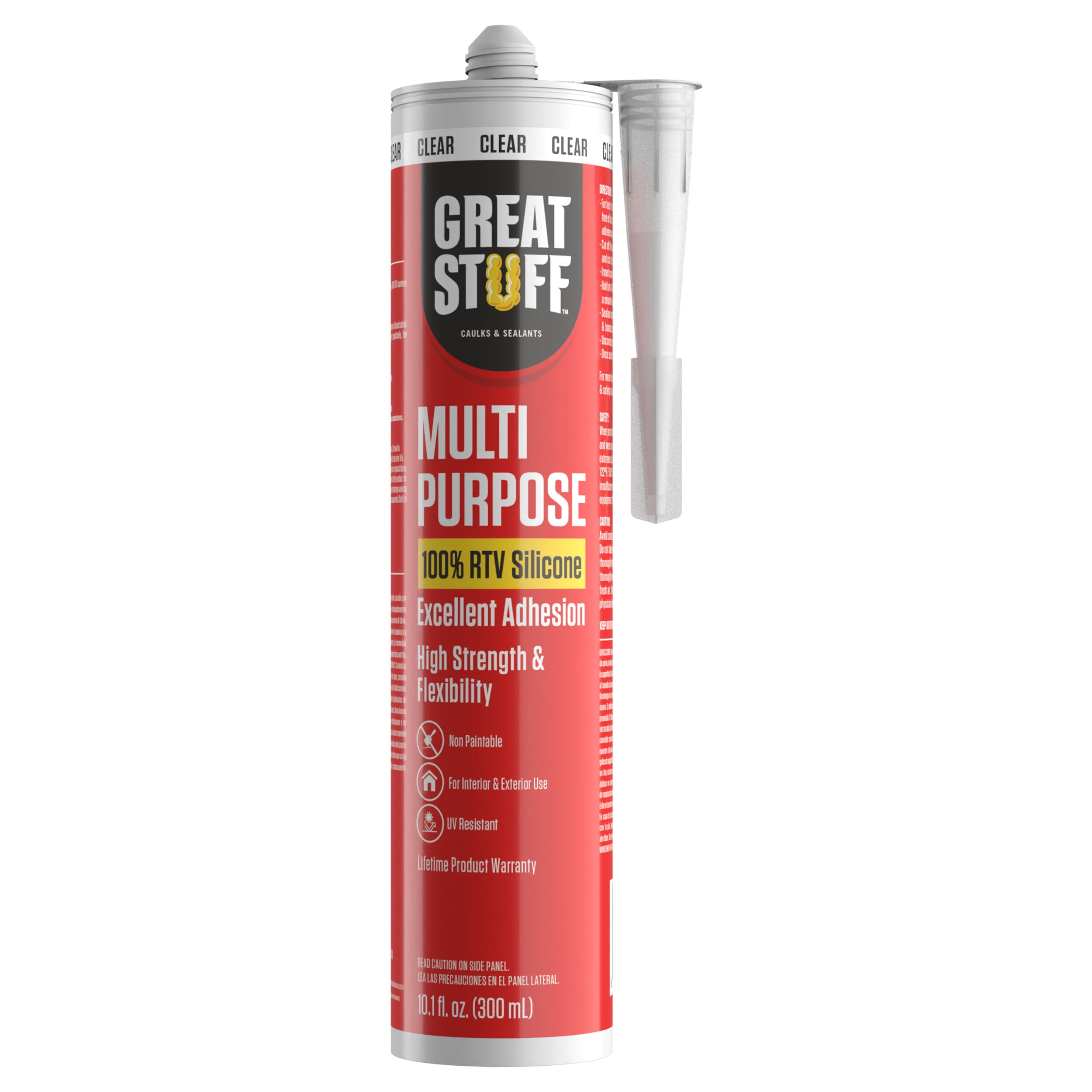 Great Stuff 100 Silicone Caulk Clear RTV Silicone Sealant, All
