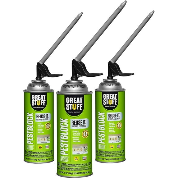 Great Stuff Pestblock Smart Dispenser - 3 Pack 3 x 12oz, Off-White