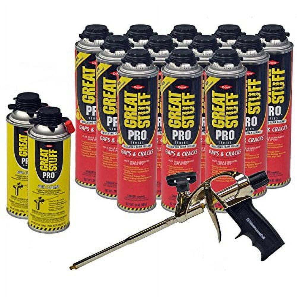 Great Stuff Pro Gaps & Cracks 24 oz, 12 Foam Cans, 1 AWF Pro Foam Gun