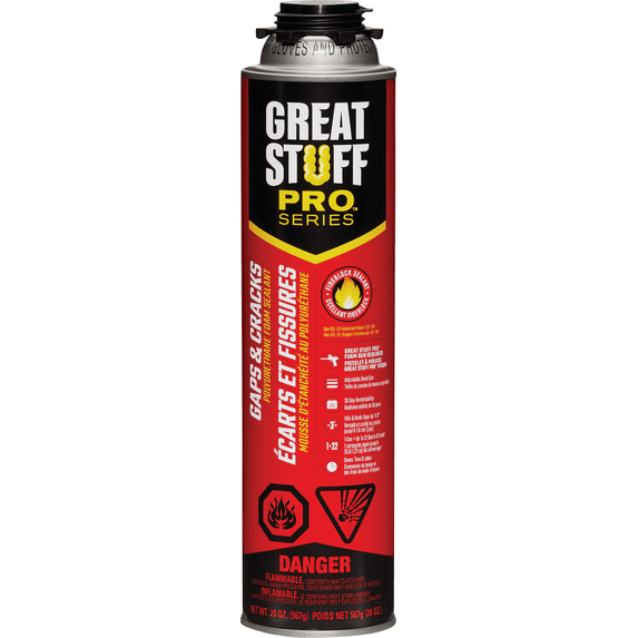 Great Stuff Pro Gaps & Cracks Insulating Foam Sealant - Pack of 2 — Residential Use, Standard Application
