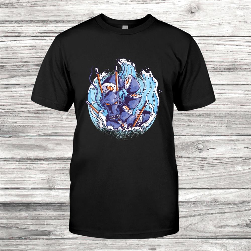Great Sushi Dragon Cool Japanese Lover Otaku Shirt Gift Black Size up