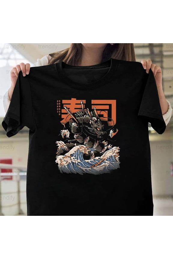 Great Sushi Dragon Funny Japanese Food Kawaii Anime Style, H5839 Unisex T-Shirt, Up to 5XL Available